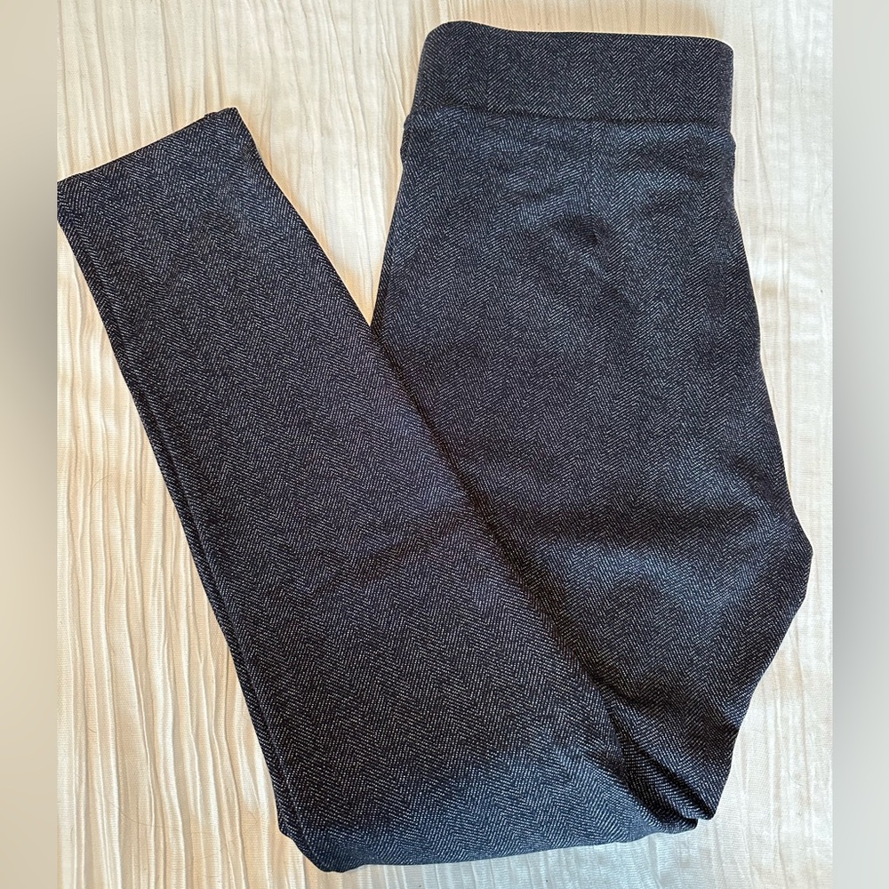 LOFT Blue Herringbone Ponte Leggings, size M